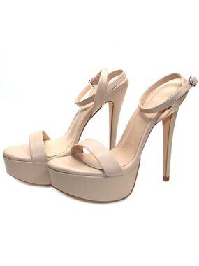 MERUMOTE Womens Platform 6" Heels Sky High Heel Sandals Party Bridal Nude Size 8